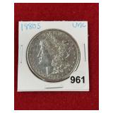 1880 S UNC Morgan Silver Dollar Coin