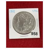 1891 UNC Morgan Silver Dollar Coin
