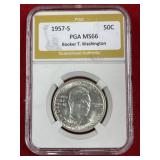 1957 S MS66 Booker T Washington Half Dollar Coin