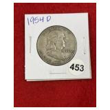 1954 D Franklin Half Dollar Silver Coin