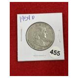1954 D Franklin Half Dollar Silver Coin