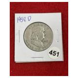 1952 D Franklin Half Dollar Silver Coin