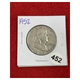 1952 Franklin Half Dollar Silver Coin