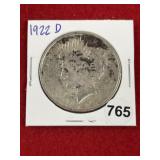 1922 D Peace Silver Dollar Coin