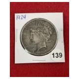 1924 Peace Silver Dollar Coin