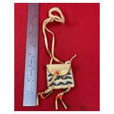 Beaded Leather Pouch