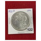 1921 D UNC Morgan Silver Dollar Coin