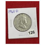 1963 D Franklin Half Dollar Silver Coin