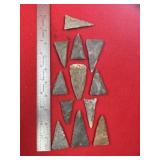 Group of Triangle Points Indian Artifact Arrowhead