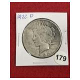 1922 D Peace Silver Dollar Coin