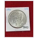 1896 UNC Morgan Silver Dollar Coin