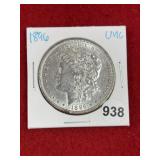 1896 UNC Morgan Silver Dollar Coin