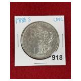 1880 S UNC Morgan Silver Dollar Coin