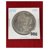 1888 UNC Morgan Silver Dollar Coin