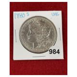 1880 S UNC Morgan Silver Dollar Coin