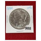 1884 UNC Morgan Silver Dollar Coin