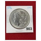 1896 UNC Morgan Silver Dollar Coin