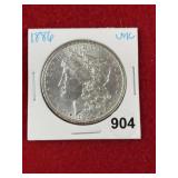1886 UNC Morgan Silver Dollar Coin