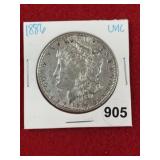 1886 UNC Morgan Silver Dollar Coin
