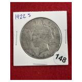 1922 S Peace Silver Dollar Coin