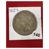 1922 S Peace Silver Dollar Coin