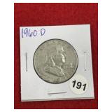 1960 D Franklin Half Dollar Silver Coin