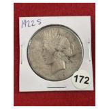1922 S Peace Silver Dollar Coin