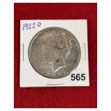 1922 D Peace Silver Dollar Coin