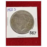 1922 S Peace Silver Dollar Coin