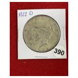 1922 D Peace Silver Dollar Coin