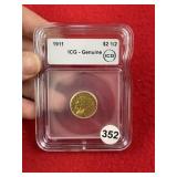 1911 ICG - Genuine $2 Gold Coin