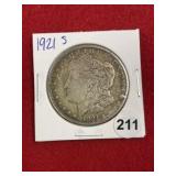 1921 S Morgan Silver Dollar Coin