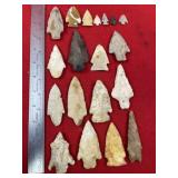 Large Group of Arrowhead Indian Artifact Arrowhead