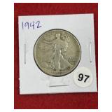 1942 Walking Liberty Half Dollar Silver Coin