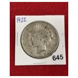 1922 Peace Silver Dollar Coin
