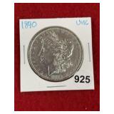 1890 UNC Morgan Silver Dollar Coin