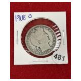 1908 O Barber Half Dollar Silver Coin