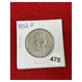 1952 D Franklin Half Dollar Silver Coin