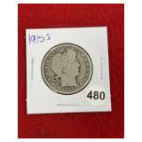 1915 S Barber Half Dollar Silver Coin
