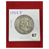 1952 D Franklin Half Dollar Silver Coin