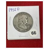 1952 D Franklin Half Dollar Silver Coin