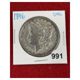 1896 UNC Morgan Silver Dollar Coin