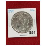 1889 UNC Morgan Silver Dollar Coin
