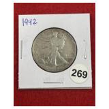 1942 Walking Liberty Half Dollar Silver Coin