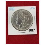 1889 UNC Morgan Silver Dollar Coin