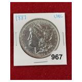 1887 UNC Morgan Silver Dollar Coin