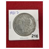 1921 S Morgan Silver Dollar Coin