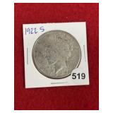 1922 S Peace Silver Dollar Coin
