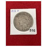 1922 D Peace Silver Dollar Coin