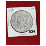 1896 UNC Morgan Silver Dollar Coin